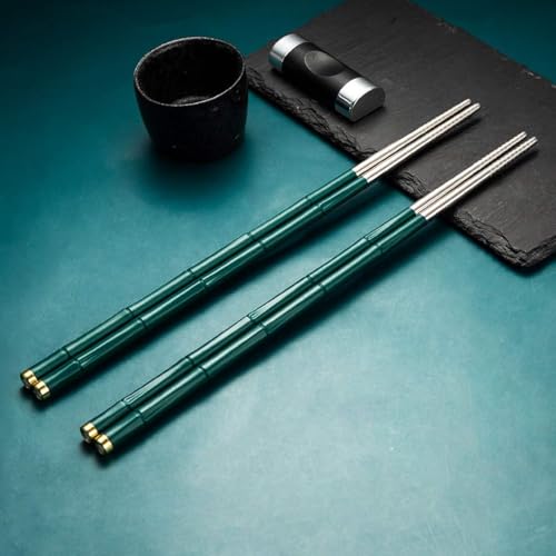 5 Pairs Reusable Metal Chopsticks Dishwasher Safe,Japanese Korean Creative Chop Sticks Pack Chopstick, Non-Slip, 9.5 h Gift Set