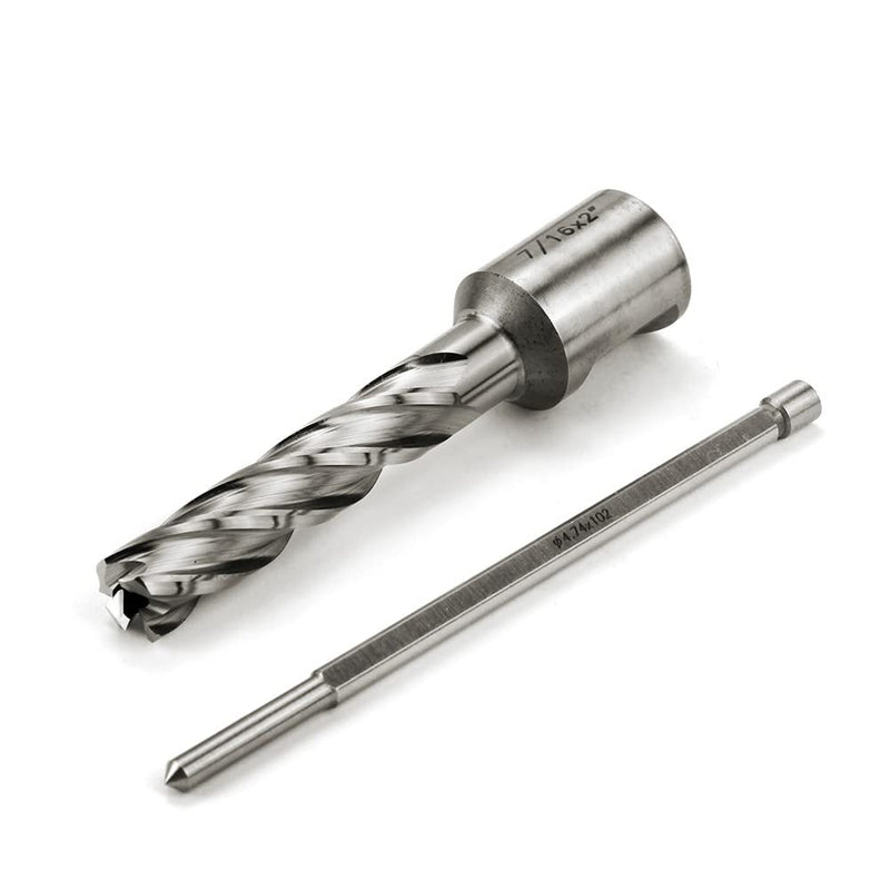 OSCARBIDE 7/16"X2"HSS Annular Cutter 7/16 inch Cutting Diameter 2 Depth of Cut,3/4 inch Weldon Shank 2 Flat Mag Drill Bit with Pilot Pin for Magnetic Drill Press,1 Piece