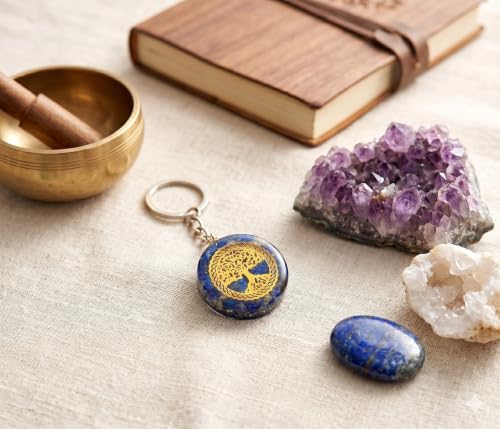 HiJet Lapis Lazuli Tree of Life Orgone Keychain,ChakraBalancing,Healing Crystal,Reiki Healing