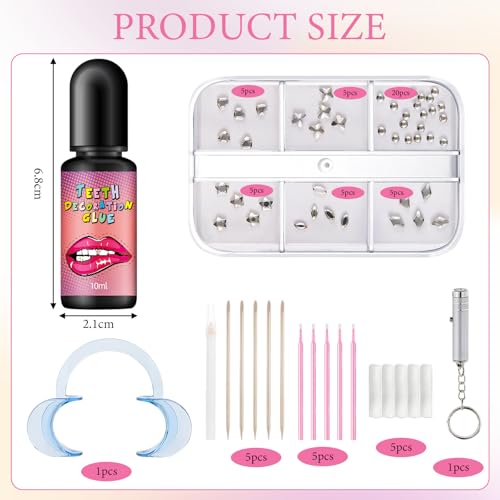 Tartar Set Includes Adhesive, Tool Set and Rhinestones for Dentistry, Tooth Gem Kit for Reflective Dental Decoration