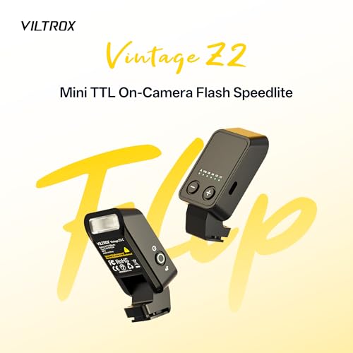 VILTROX Vintage Z2-S Mini Flash Speedlite, GN6 Powerful 6500k TTL On-Camera Flash Light with 5 Power Levels, 700 Full-Power, 10Ws Output, 2s Recycle, Mini Camera Flash Compatible with Sony Cameras