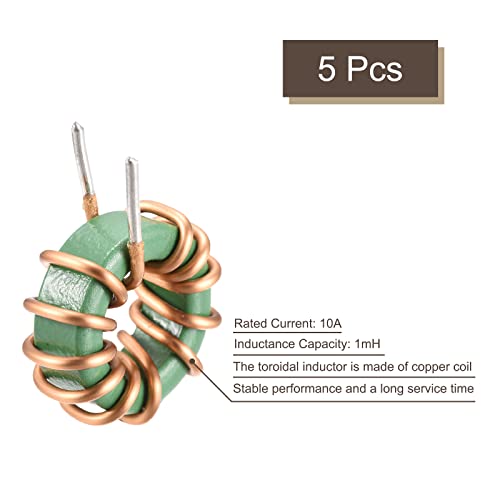 sourcing map Toroid Inductance Copper Coils Vertical 1mH 10A Pack of 5 | Inductance, for DIY circuit board