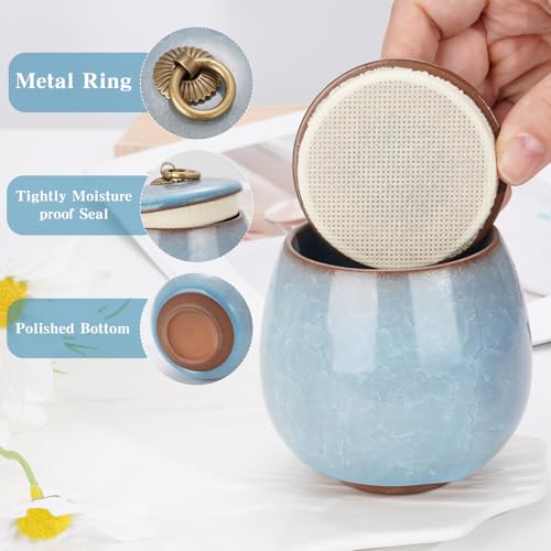 Abooxiu Ceramic Small Urn for Human Ashes Cremation Keepsake Urn for Adult Male Female Ice Crack Keepsake Urn for Human or Pet Ashes Celeste Blue Non-Personalize
