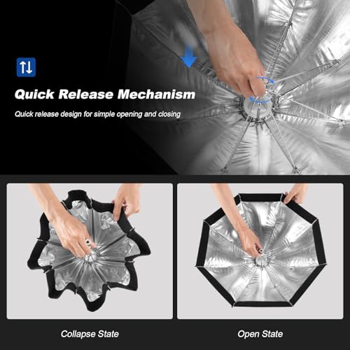 Godox AD-S7 48cm/18.9inch Softbox for Godox AD200 AD200Pro AD200Pro II AD360II, Quick Set up Release Soft Box with Grid Diffuser Carry Bag