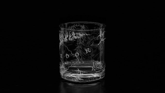 Map of Mordor Laser Engraved 10.5oz Whiskey Glass, Officially Licensed The Lord of the Rings Glassware, Unique Barware Gift for Tolkien Fans MAP OF MORDOR