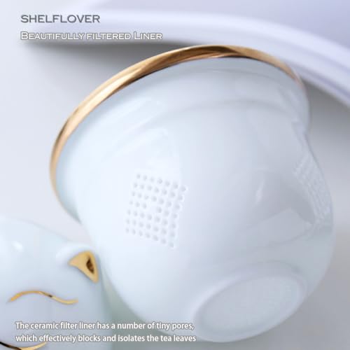 Generic SHELFLOVER Beautiful Tea Cup White Porcelain, Easy to Clean Keep Tea Hot Long, Easy Carried Travel/Office/Home Drink, Cute Cat, White, 10.8oz Whit