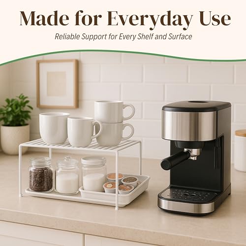 Evelots Wire Shelf Organizer Set, Metal Cabinet Shelf Risers, 6-Pack, White White - Regular Set of 6