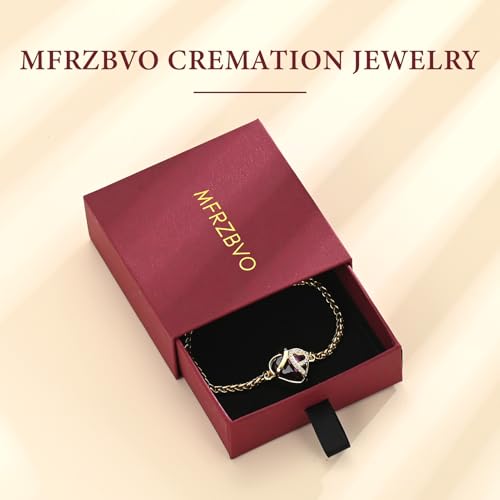 Cremation Jewelry Heart Urn Bracelet for Human Ashes for Women Men Memorial Keepsake Link Bracelet Gold-Purple