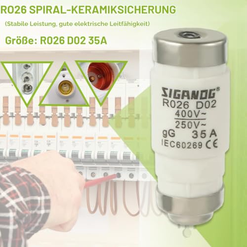 35A D02 Neozed Fuses, D0 Type Fuse Insert, gL/gG 400VAC (Pack of 10) 35A