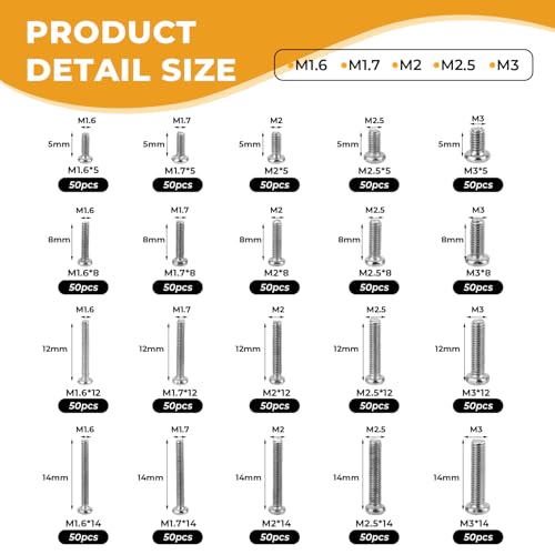 YdogRzL 1000-piece small screws kit with M1-M3 tiny screws for electronics in assorted sizes and compartments