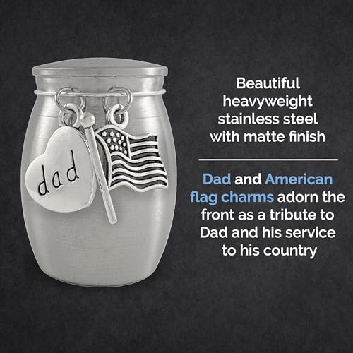 Dad Veteran Small Urn for Human Ashes Mini American Flag Cremation Urn