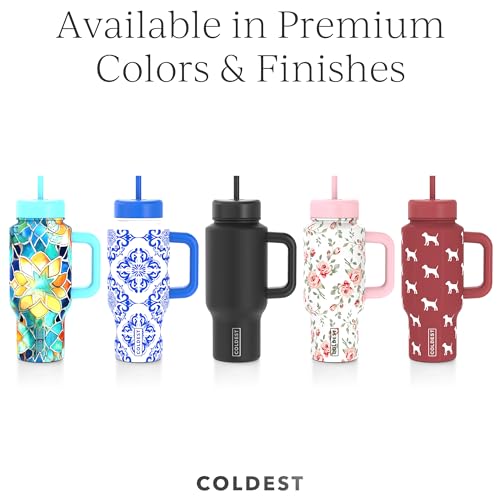 Coldest Tumbler with Handle & Coffee Lid - 100% Spill Proof Tumbler (3 Lids) - Stainless Steel Insulated Leakproof Tumblers for Women & Men - Cup Holder Friendly - 24 oz (Baby Fireflies) Baby Fireflies