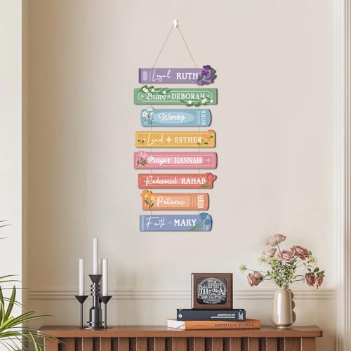 IARTTOP Women of The Bible Verse Christian Floral Wooden Hanging Sign Faith