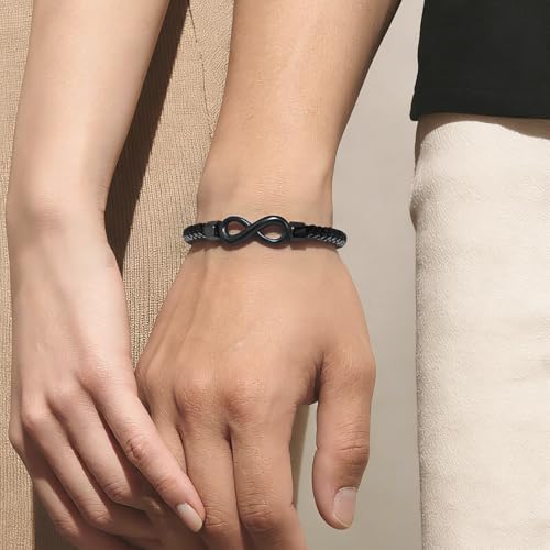Dletay Urn Bracelet for Ashes Leather Infinity Cremation Bracelet for Men Women Memorial Ashes Keepsake