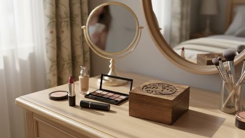 Handmade Wooden Jewelry & Keepsake Box, Decorative Storage Box, 6 x 6 Inch Antique Finish