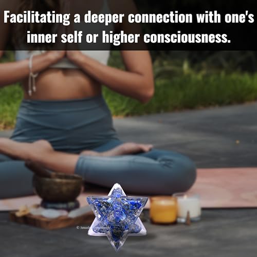 Amazing Gemstone 1 Pcs Lapis Lazuli Large Crystal Orgone Merkaba Star for Reiki Healing Meditation and Crystal Grid