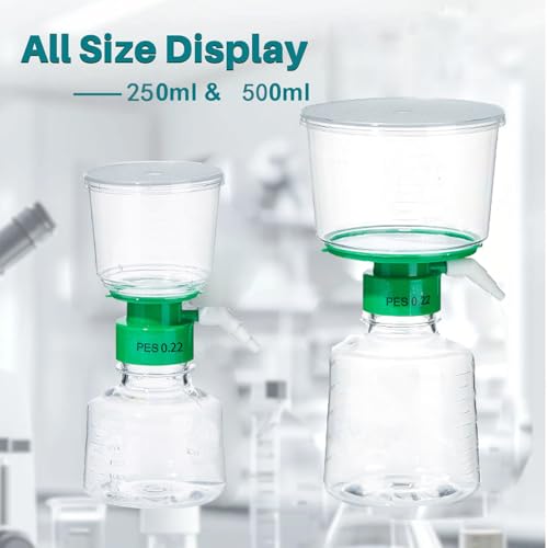 Lichen cottage 500ml PES bottle top vacuum filter unit with 0.22μm membrane, individually wrapped