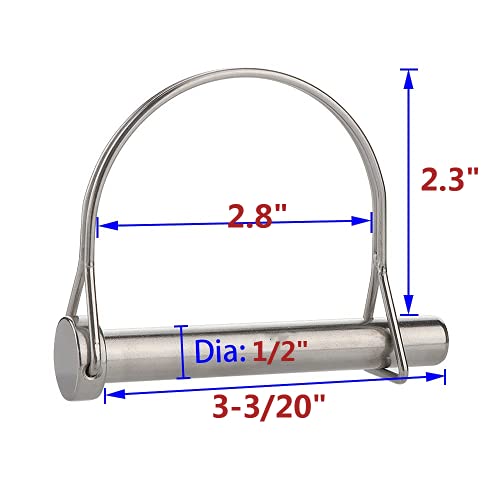 HAIWEN 4-pack heavy-duty safety coupler pins, 12mm x 80mm spring steel shaft locking pins in silver