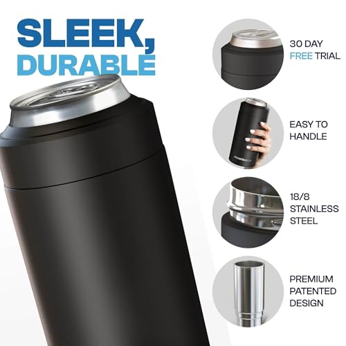 Frost Buddy Universal Can Cooler, Insulated Holder for 12-16 oz Cans MatteBlack