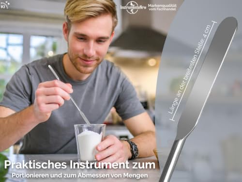 InstrumenteNrw Metal Laboratory Spatula Stainless Steel Chrome-Plated 21 cm | Double spatula for cosmetics, hobby and laboratory work
