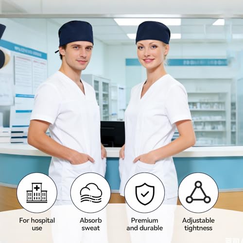 Surgical Cap, Fabric Surgical Caps, Fabric Nurse Accessories for Doctors, with Sweat Absorber, Adjustable Surgical Caps for Men and Women, Quick-Drying Medical Cap for Doctors, Nurses