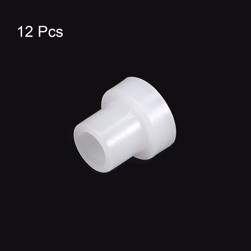 [Australia - AusPower] - 12pcs Flanged Sleeve Bearings 4mm Bore 6mm OD 8mm Length Nylon Bushings for Shaft, White 4mm x 6mm x 8mm 