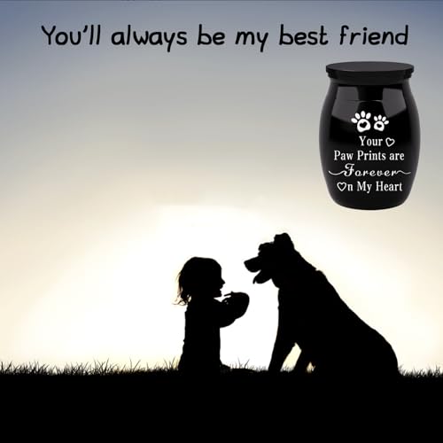 Pet Urns for Dogs Ashes, Memorial Urns Small Urn for Pet Ashes, Mini Cremation Keepsake Urn for Dog Cat to Remember Your Love (Black, Small) Black