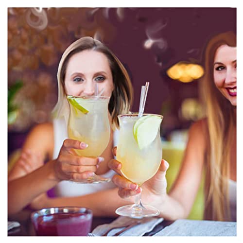 Lily's Home Unbreakable Plastic Hurricane Glasses. Stemmed Cocktail Glasses made of Shatterproof Plastic and Ideal for Pina Colada, Daiquiri and Iced Tea. Reusable, 14 oz. Each, Set of 4 (Clear) Clear