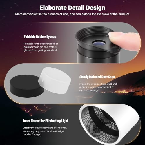 Astromania Telescope Eyepiece Set, 3 Pics Plossl Eyepiece 1.25" 6 12.5 20mm 6/12.5/20mm
