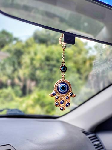 LUCKBOOSTIUM Hamsa Hand and Evil Eye Keychain with Crystal Rhinestones Gold Hamsa