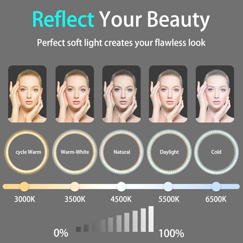 10" Desk Ring Light with Stable Tripod & Phone Holder, 120 LEDs 5-Color 10-Level Dimmable, Wireless Bluetooth Remote, Phone Selfie Light for Desk/Zoom/YouTube/TikTok 10" Desktop