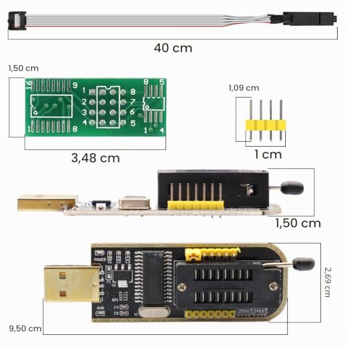 SOIC8 SOP8 Test Clip for EEPROM 25CXX / 24CXX, BIOS USB Programmer CH341A + SOIC8 Clip + 1.8 V Adapter + SOIC8 Adapter for 24 25 Series Flash