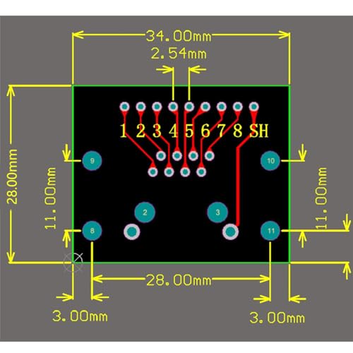 Teansic 5-piece horizontal RJ45 8-pin PCB board network port test module sockets
