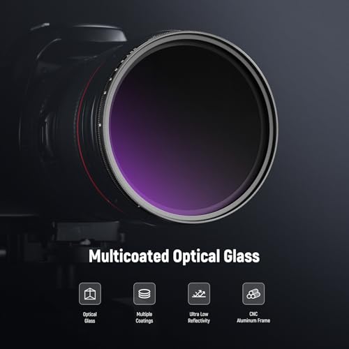 NEEWER 62mm ND2-400 (1-9 Stops) Variable ND Filter with Lens Cap, Lanyard, Cleaning Cloth, Precise Neutral Density Adjustment, Fingerprint & Scratch Resistant Multicoated Optical Glass ND2-ND400