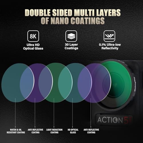 Walking Way Camera Lens Filters ND PL Set Compatible with DJI Osmo Action 4/5 Pro Accessories Kit, 4 Pack CPL ND8 ND16 ND32 Camera Lens Polarizing Neutral Density Filters Multicoated HD Optical Glass CPL/ND8/ND16/ND32
