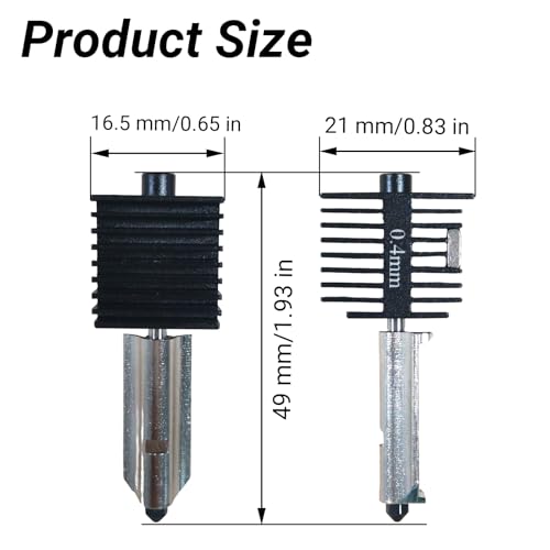 Mxfans 3D Printer Hotend Kit with Hardened Steel Nozzle 0.4mm Replacement for Bambu Lab A1 A1 Mini 3D Printers High Precision Printing Thermal Barrier Silicone Sleeve Included