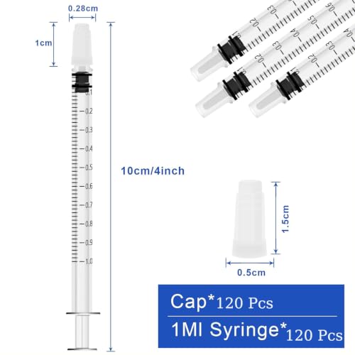 HXC 120 syringes 1 ml syringe sterile colostrum syringe without needle | 1ml Syringe Colostrum Collector Dosing Syringe Plastic Individually Packed Syrings for Colostrum Collecting Animal Feeding