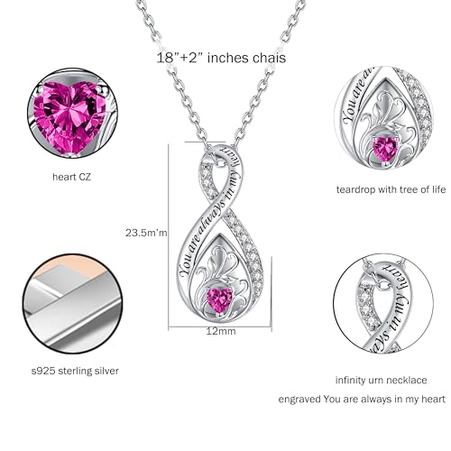 Sterling Silver Urn Necklace for Ashes for Women: Infinity Cremation Jewelry for Women - Ashes Keepsake Pendant Memorial Jewelry Gifts for A Loss of Loved Ones rose