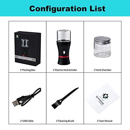 Electric Herb and Spice Grinder, Rechargeable Grinder with Stainless Steel Six-Blade Blade
