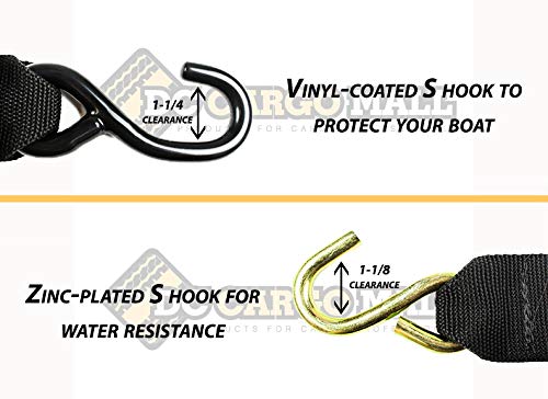 DC Cargo Mall 2" x 84" Transom Tie Down Straps – Heavy-Duty Boat Trailer Straps for Bass Boats, Jet Skis & More, Secure Fit, Easy to Use - Marine Boat Accessories 2" x 7' Manual