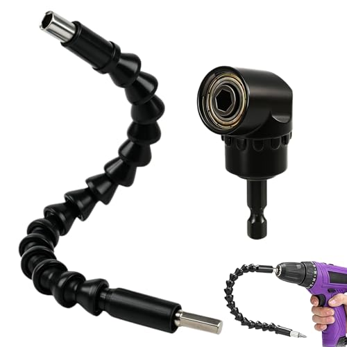 Angle Gear Adapter for Cordless Screwdriver, Angle Screwdriver Attachment, Flexible Shaft & Bit Holder for Tight Spaces, Angle Wrench Adapter for Hammer Drill and Torque Wrench