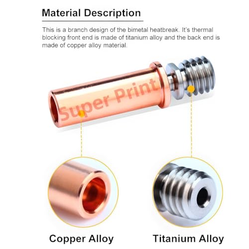 Super Print Upgrade I3 Mega All Metal Hotend Kit,Bi-Metal Heatbreak,Heater Block Aluminum,V6 Hardened Steel Nozzle 0.4mm for I3 Mega,Mega X,Mega S,Mega Pro,Chiron,V5 Print Head Hotend. I3 Mega Hotend Mega-Hardened Steel Kit