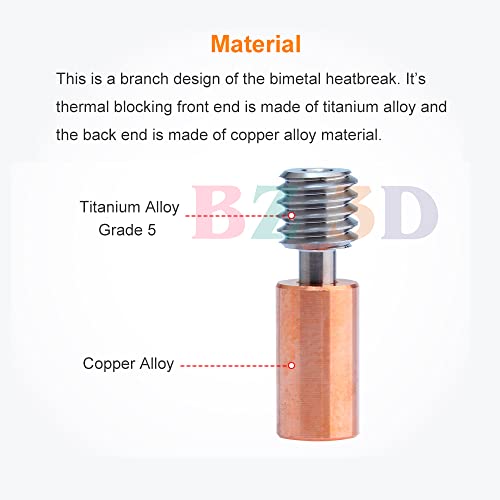 Ender 3 S1 Bimetal Heatbreak,Sprite Extruder Pro Upgrade Bi-Metal Heat Break for Ender 3 S1/S1 Pro/Plus/Ender 3 V3 SE/Ender 3 V3 KE/CR-10 SE/K1/K1 Max/Ender 5 S1/CR10 Smart Pro Hotend.(2Pcs) 2PCS BiMetal