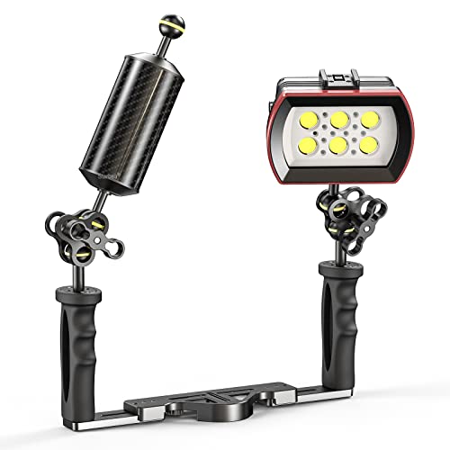 Seafrogs Carbon Fiber Underwater Float Arm, Dual Ball Lightweight Buoyancy Arm for Diving Tray, Video Light, and Strobe - Compatible with Underwater Photography Accessories (8inch D60mm) GA-6