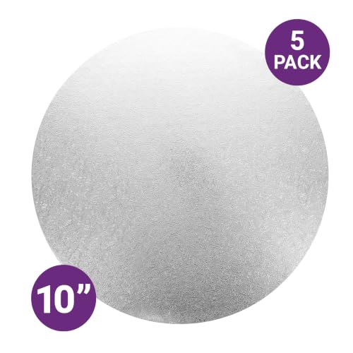 Culpitt Cake Board, Cake Drum, Silver Fern, 10 Inch (254mm) Round, 0.5 Inch (13mm) Thick, (Pack of 5 Boards) 2 pack 10 inch
