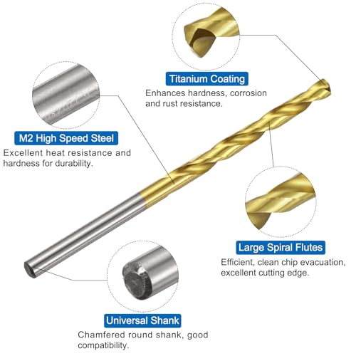 QUARKZMAN Metric Tap and Drill Bit Set, 2 Pieces M4 x 0.7 Spiral Taps and 2 Pieces 3.3mm Twist Drills Titanium Coated HSS6542 Thread Cutting Tools | Titanium coated HSS6542 thread cutting tools