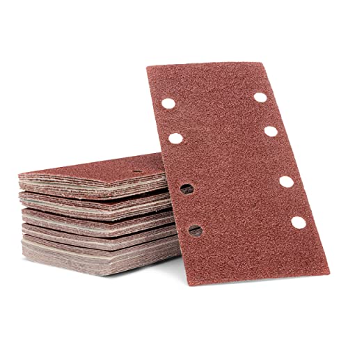 Sanding Sheets, Set of 40 | 93x190mm | 10 Sheets Each of 60 / 80 / 120 / 240 Grit | Self-Adhesive | For Orbital Sanders | Sandpaper | Abrasive Sheets