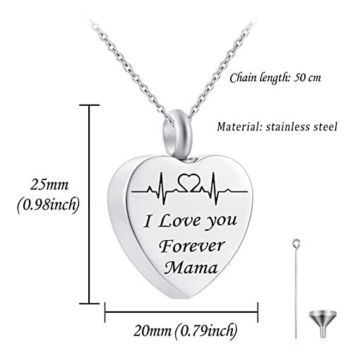Cremains Necklace, Necklace Crystal with Engrave I Love You Forever Mama Necklace Gift for Women and Men February