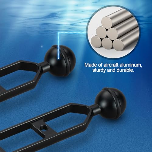 2Pcs 9" Double Ball Extension Arm Aluminum Alloy for Underwater Lighting