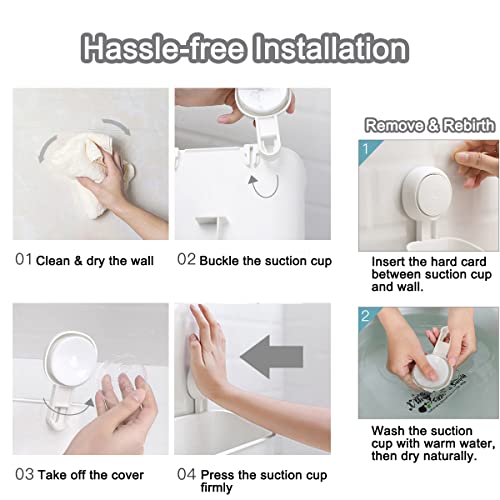 Shower Caddy Suction Cup 2 Pack Durable Shower Organizer Shower Shelf No-Drilling Removable Shower Basket for Bathroom Storage, Powerful Shower Suction Caddy for Shampoo, Conditioner, Max Hold 22lbs Shower Basket x2